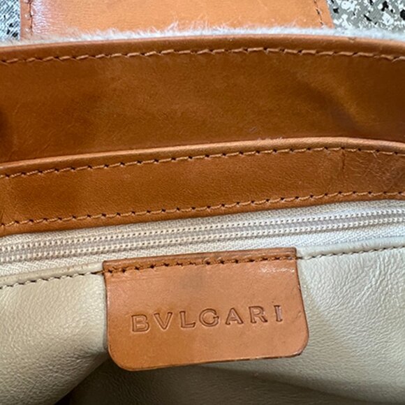 Authentic Bvlgari Grey Wool Shoulder Satchel Handbag - Picture 9 of 15